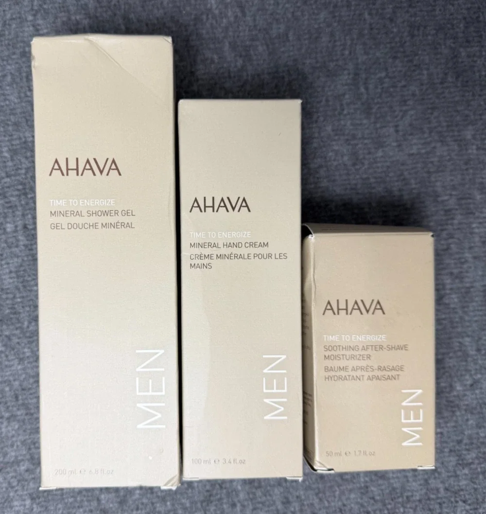 AHAVA Men’s Mineral Shower Gel, Hand Cream & Soothing After-Shave Moisturizer